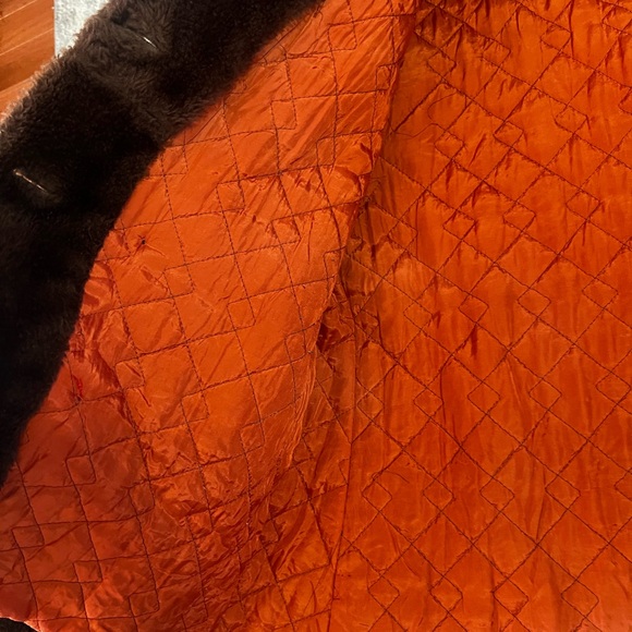 Vintage Sears Women's Brown Teddy Jacket with Orange Lining (Faux Fur) - Picture 3 of 5